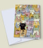 Congratulations Card, Cat Announcement Card, The Cat's Out Of The Bag Card, News