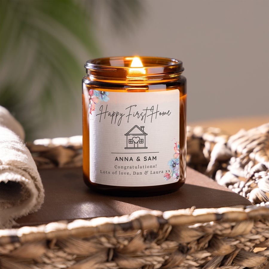 New Home Candle, Personalised Housewarming Gift, First Home Candle