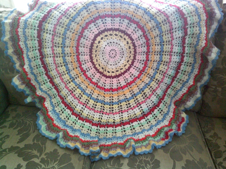 Colourful Circular Crochet Blanket