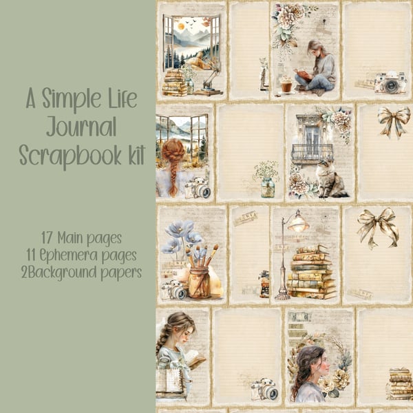 A simple Life kit Scrapbooking, Ephemera, Journal, Digital Download