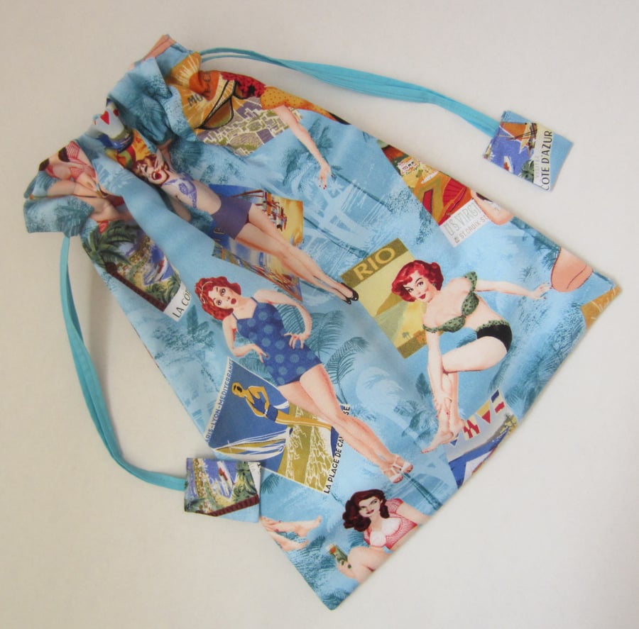Bathing Belles Toiletries Wash Bag with Drawstrings.