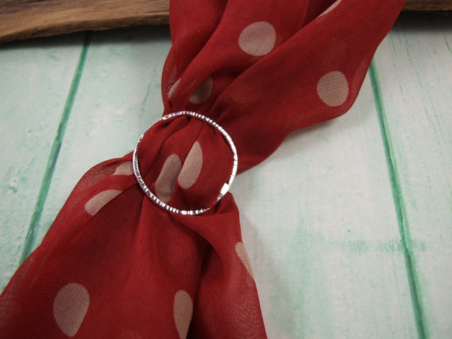 Silver Scarf Ring, Sterling Silver Buckle for Silk Scarf