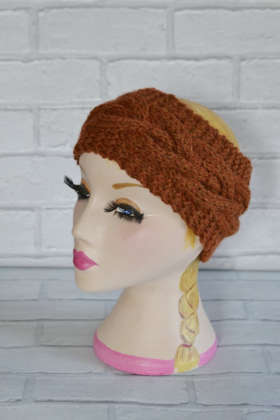 Chunky Knitted Cable Chestnut Headband Earwarmer