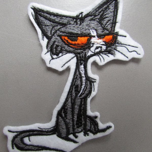 Cat Embroidered Sew on Applique Patch