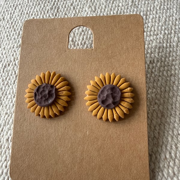 Polymer clay sunflower studs 