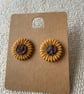 Polymer clay sunflower studs 
