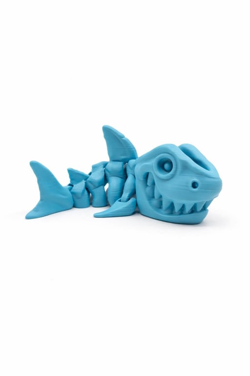 Skeleton Shark Figure Flexible 3D Printed Sea Creature Fidget Toy Articulated 