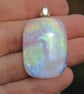 Handmade Rainbow and white dichroic glass pendant, fused glass necklace SKU F14
