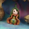 Sale Tiny Garden Gnome 'Eydi' with jewelled belt OOAK Sculpt Ann Galvin