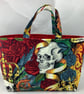 Skulls tote bag, Gothic shopper, handmade in Sussex