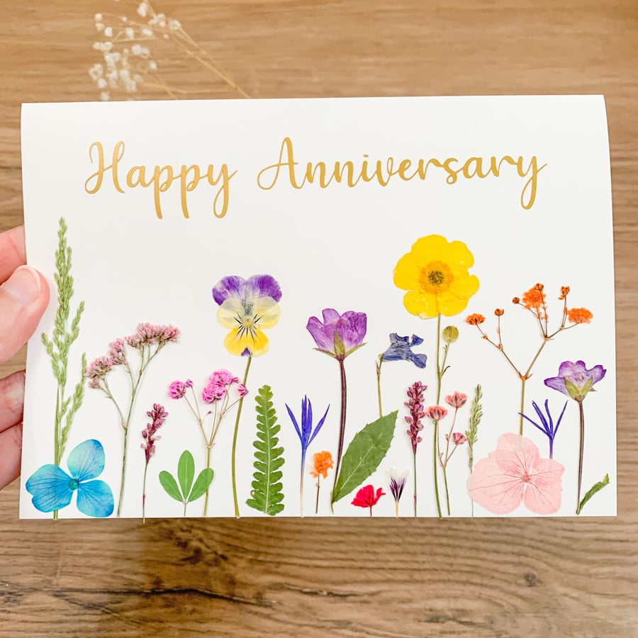 Real Pressed WildFlower Card Anniversary card For Wife For Mum For Women For Gra