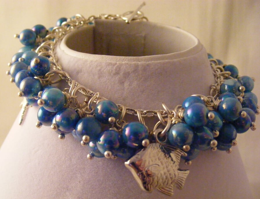 Blue Shell Charm Bracelet