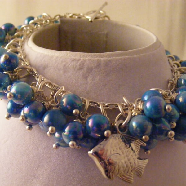 Blue Shell Charm Bracelet