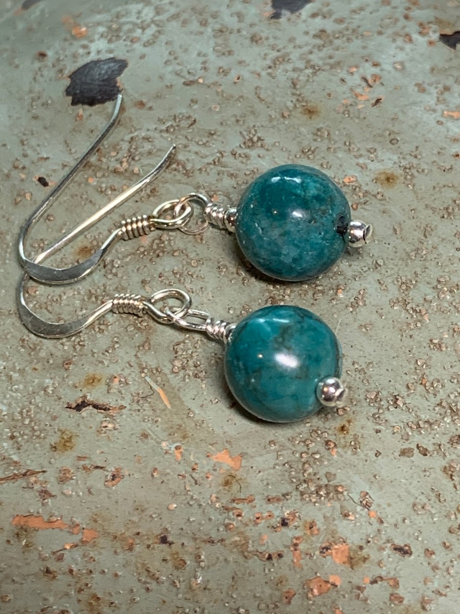 Beautiful Turquoise and sterling silver earrings FREE UK POSTAGE