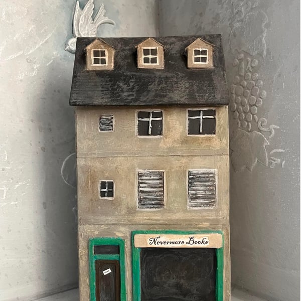 Miniature paper mache book shop, paper gifts