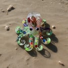 Handmade Resin Octopus Sculpture – Colourful Floral Ocean Ornament – Quirky Desk