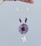 Azure Fairy Bloom Necklace – Real Erigeron Flower, Amethyst & Biwa Pearls - Image 3