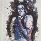 Expressive Portrait Art Print – Mixed Media Figurative Wall Art