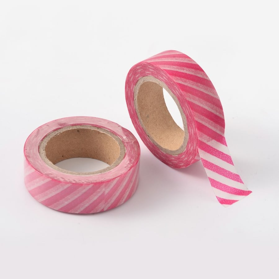 2 x Pink Stripe, Candy stripe, Decorative Washi Tape, Cards, Crafts,Tape