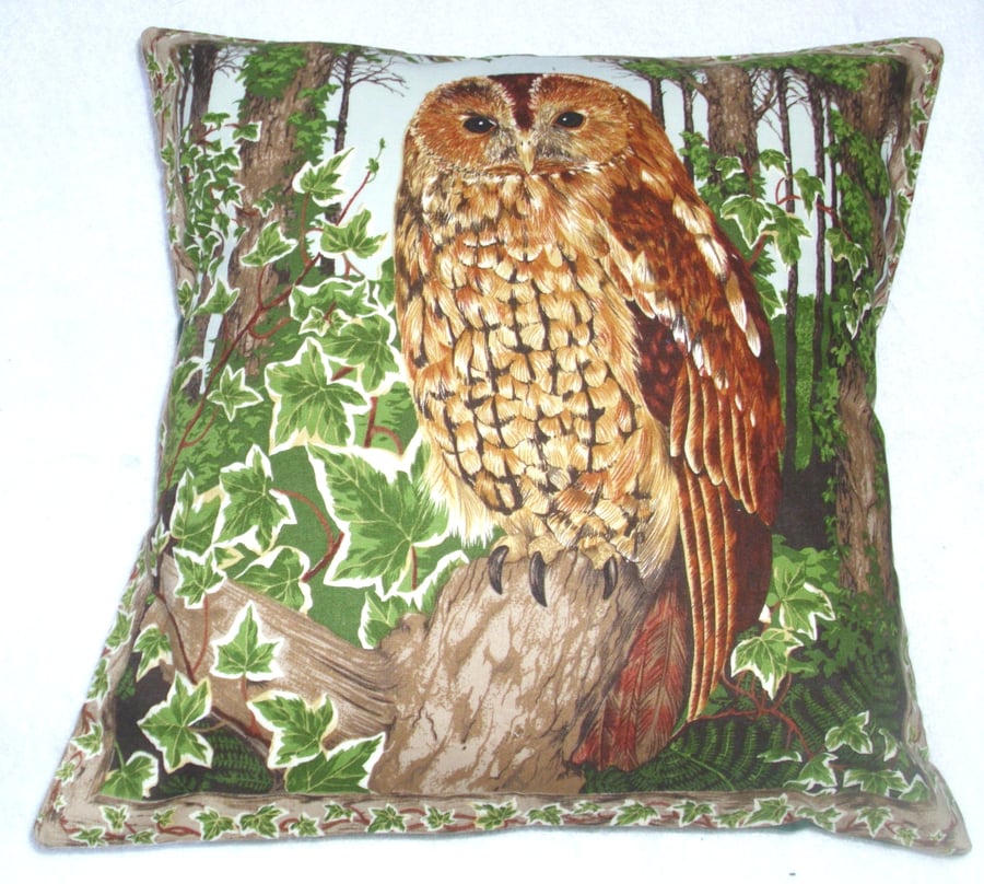 Tawny Owl in the woods cushion