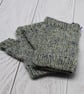 Hand Knitted Fingerless mittens - Grey Blue Marl - Small