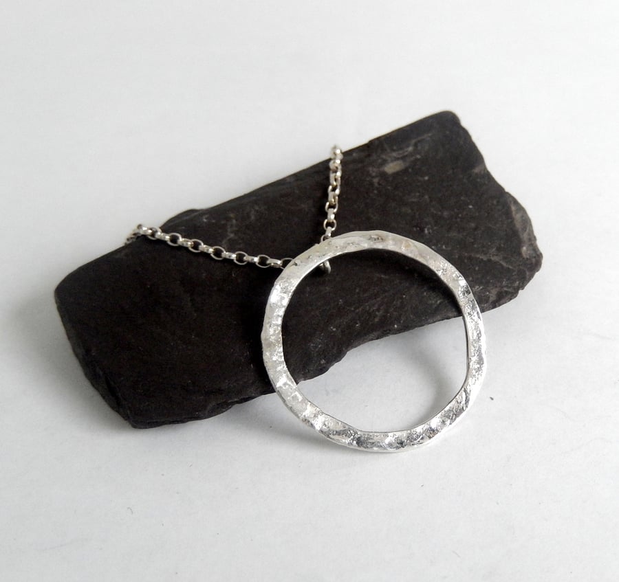 SILVER Handmade Hoop pendant, Handmade Urban Jewellery