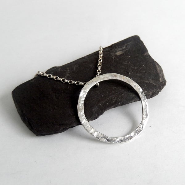 SILVER Handmade Hoop pendant, Handmade Urban Jewellery