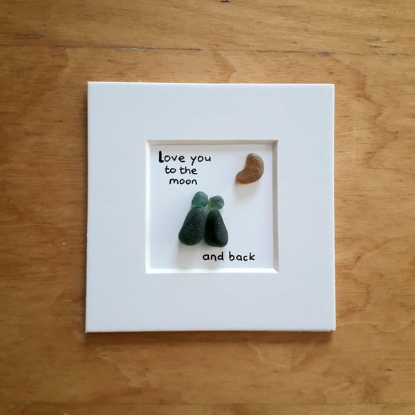 Sea Glass Art, Love You to the Moon and Back picture