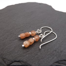 sterling silver earrings, sunstone gemstone jewellery