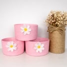 Handmade Pink Rope Basket Bathroom Storage Basket Daisy Decor Rustic Home 