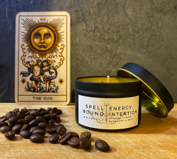 Energy Intention Candle, Orange Lemon Rosemary Mint Scent, Vegan Eco-Friendly