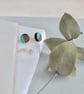 Mini half painted circle stud wooden earrings - Image 2