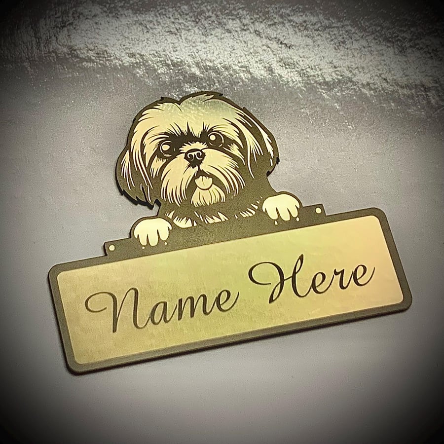 75mmDog Engraving Plate available in Gold, Silver, Bronze, Black, White & Blue