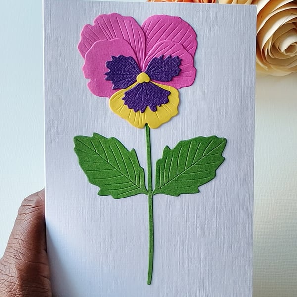 Pink Lemonade Pansy - Flower Shop Moments, Blank Handmade Floral Card 