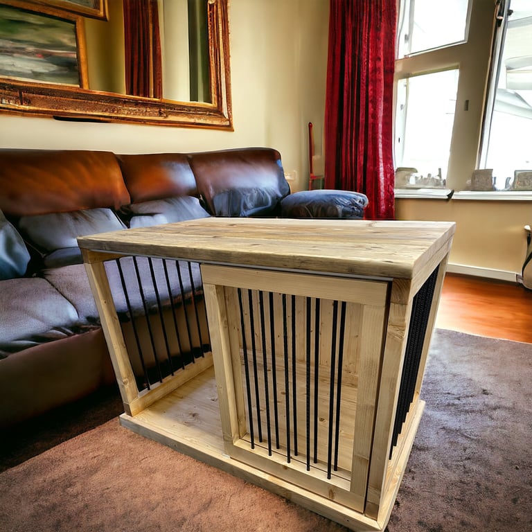 Reclaimed Wood Dog Crate, Dog Cage, Rustic Dog Bed - THE MALLIE