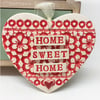 Ceramic heart hanging decoration Pottery Heart  Home Sweet Home Flower pattern