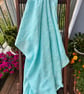Waffle Linen Towel Aqua Blue  - Image 3