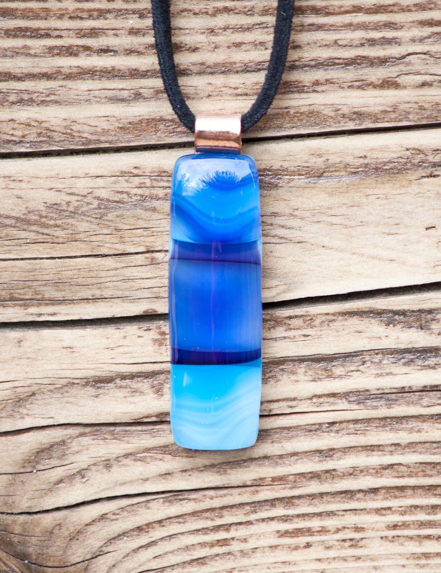 Fused Glass Necklace - Blues & Turquoise