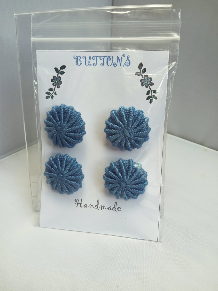 Buttons Air Force Blue 30mm Handmade Embroidered Yorkshire Style