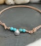 Adjustable cotton cord anklet with turquoise beads and shell charm - Image 7
