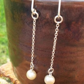 Pearl on a chain earrings