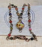 Multicoloured agate necklace with copper wirework and glass pendant  - Image 3