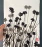 Chive Flowers, shadow painting, original artwork, handmade paper, signed