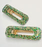 Green and Gold Chunky Hairclips  - Image 2