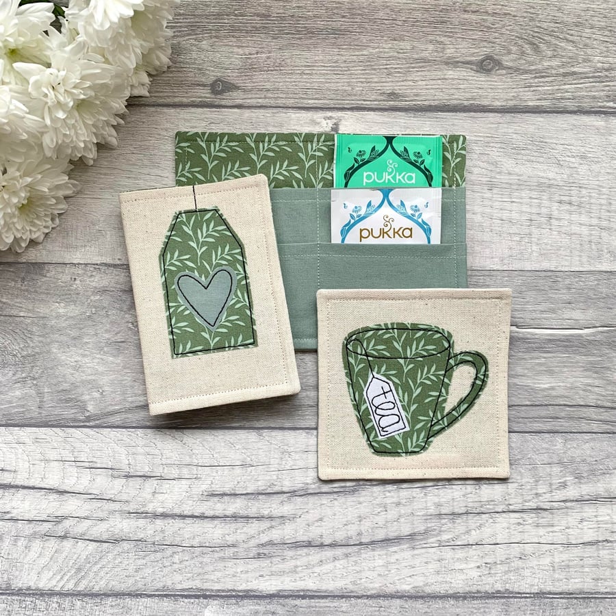 Tea gift set, tea wallet & coaster