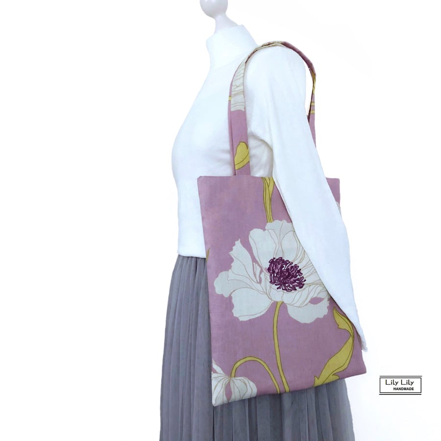 Tote Bag - Dusky lilac floral print