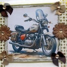 Retro Vintage Motorbike Hand Crafted Decoupage Greeting Card - Blank - 3273