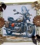 Retro Vintage Motorbike Hand Crafted Decoupage Greeting Card - Blank - 3273