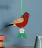 Hanging Wooden Chaffinch Bird Decoration - Hand Painted