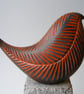 Raku carved bird (D) Orange - Image 4
